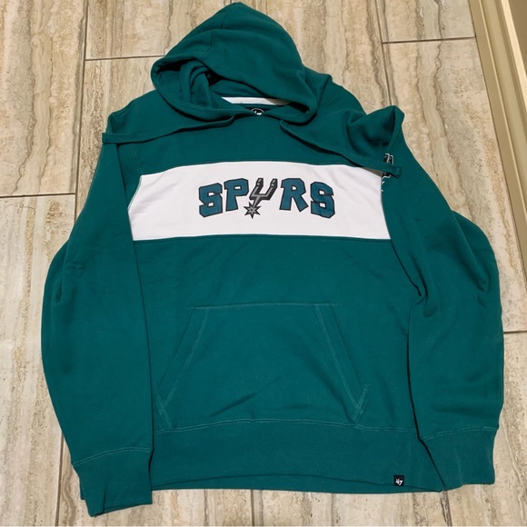 San Antonio Spurs NBA '47 Brand Men's XL Pullover Sweatshirt Hoodie Teal - Picture 3 of 8